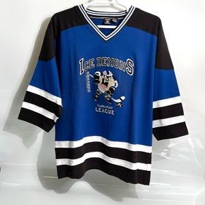 Vintage Warner Bros. Ice Demons Tazmanian League Hockey Jersey Mens XL